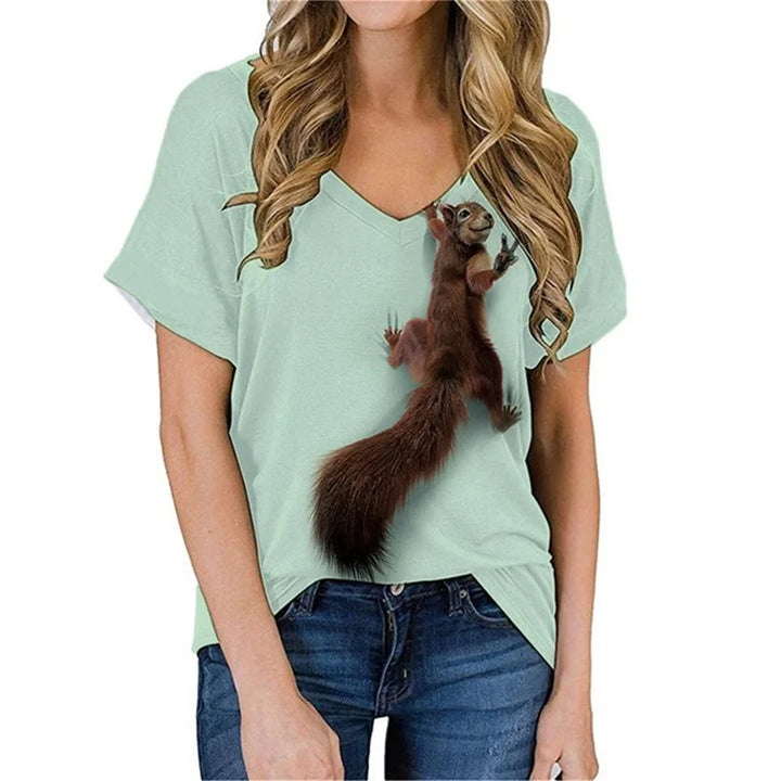 Squirrel T-Shirts Animal 3D Print Women Short - Bliss Berry