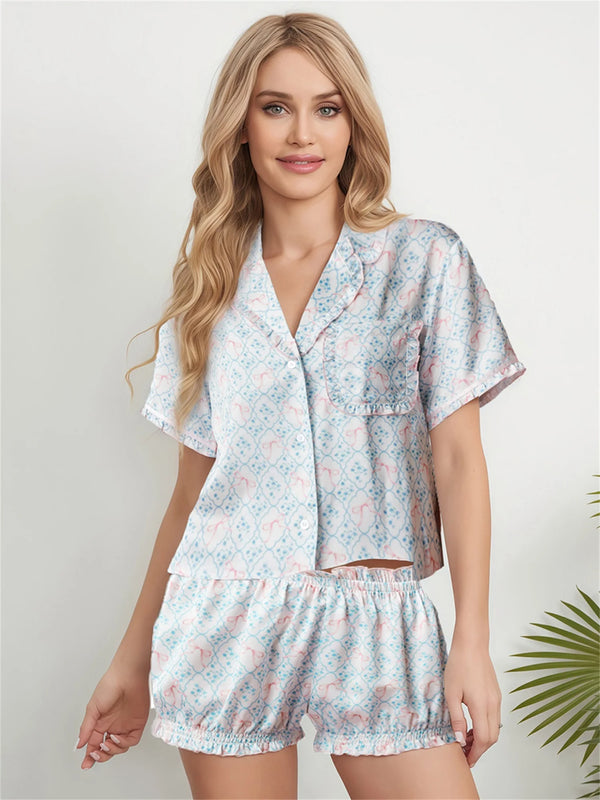 Women s 2 Piece Pajamas Set Short Sleeve Floral - Bliss Berry