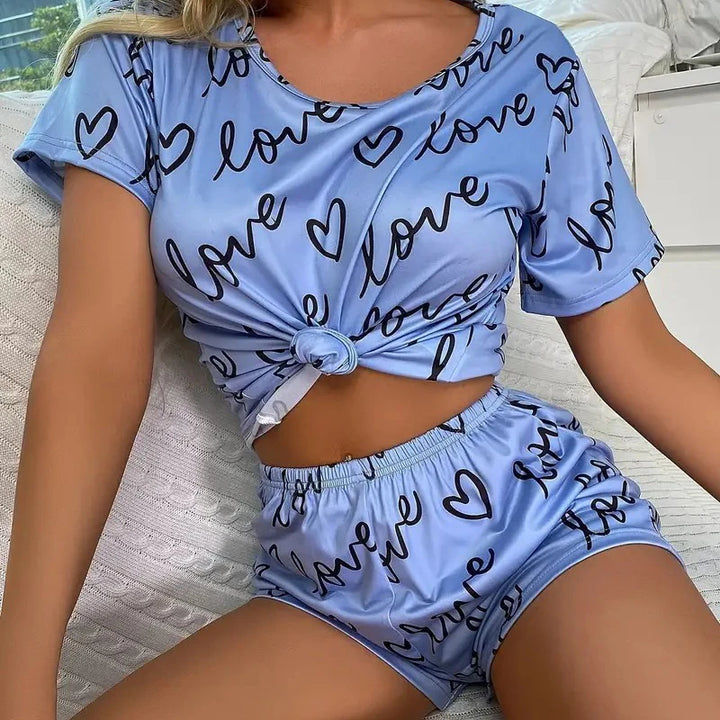 Women Pajamas Sets Short Sleeve Nightwear Top and Pants Sleepwear 2 Piece Pjs Loungewear Cartoon Print Pyjamas Set Nightwear - Bliss Berry