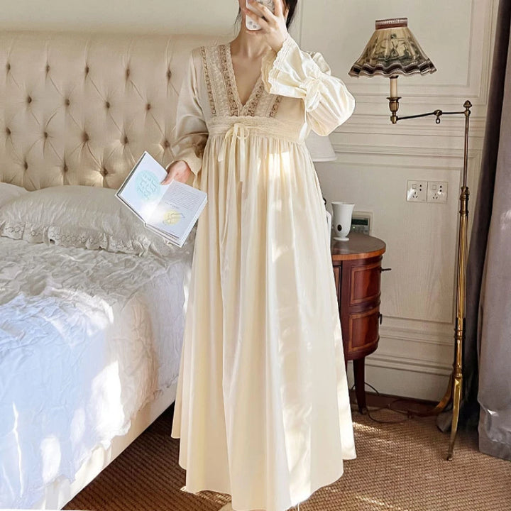 Pure Cotton Vintage Nightgowns Women Autumn - Bliss Berry