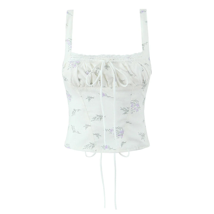 European style new lace floral bow camisole - Bliss Berry