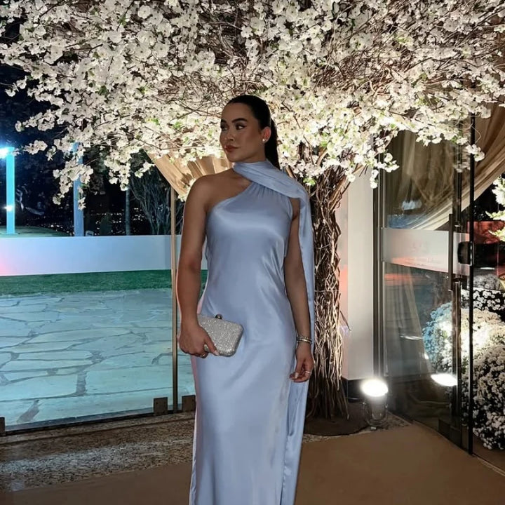 Elegant Solid Ribbon Women Halter Dress Off Shoulder Sleeveless Backless Slim Female Maxi Dresses 2025 Summer New Chic Lady Robe - Bliss Berry