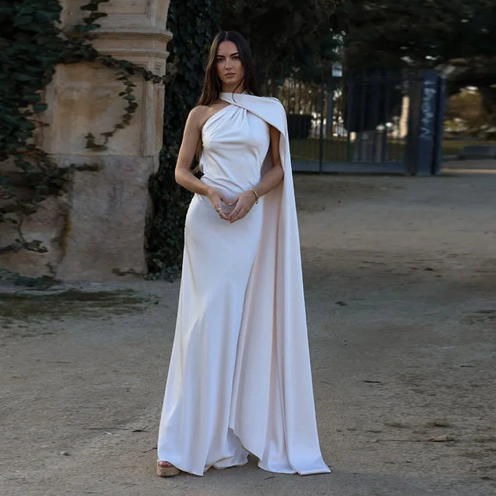 Elegant Solid Ribbon Women Halter Dress Off Shoulder Sleeveless Backless Slim Female Maxi Dresses 2025 Summer New Chic Lady Robe - Bliss Berry