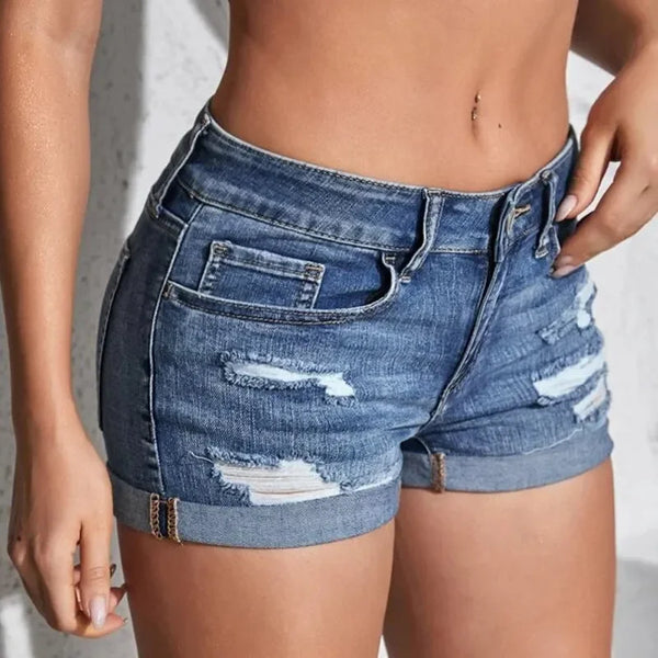 Women's Split Denim Shorts Summer Beach - Bliss Berry