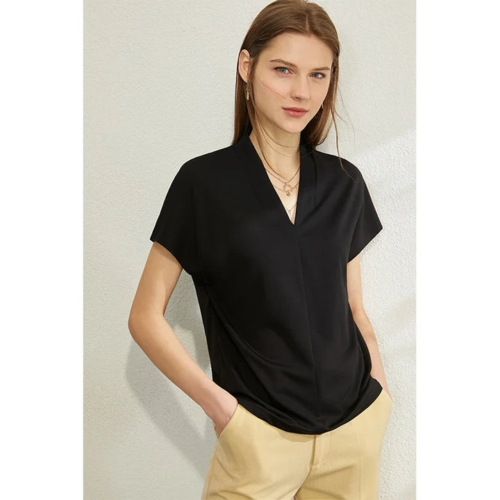 Summer Women's T-shirt Classic Style Casual V-neck - Bliss Berry