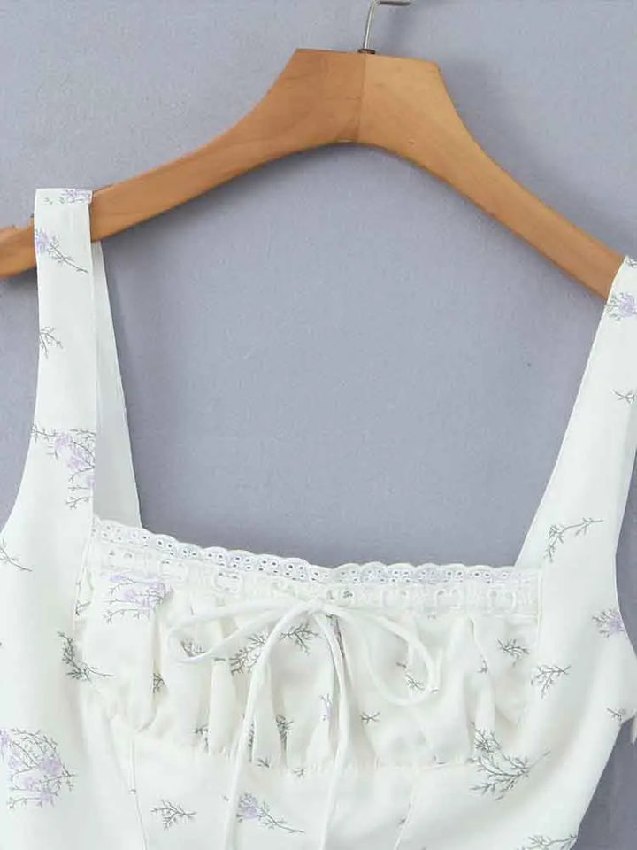 European style new lace floral bow camisole - Bliss Berry