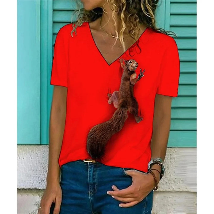 Squirrel T-Shirts Animal 3D Print Women Short - Bliss Berry