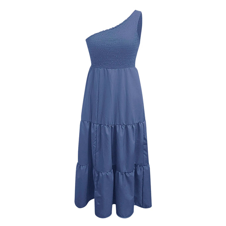 Elegant Dress For Women Bodycon Dress One Shoulder 2022 Summer Fashion Party Ruffles Hem Tiered Maxi Dresses Robe Femme Vestidos - Bliss Berry