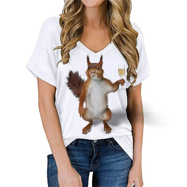 Squirrel T-Shirts Animal 3D Print Women Short - Bliss Berry