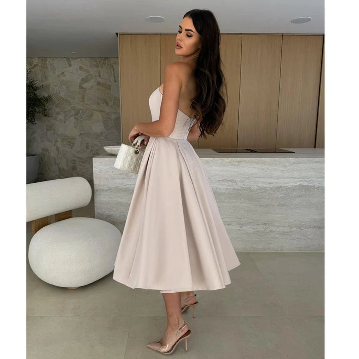 Fashion Elegant Sleeveless Summer Strapless Dress Women Sexy Backless A-line Casual Party Evening Dresses Slim Fit Loose Female - Bliss Berry