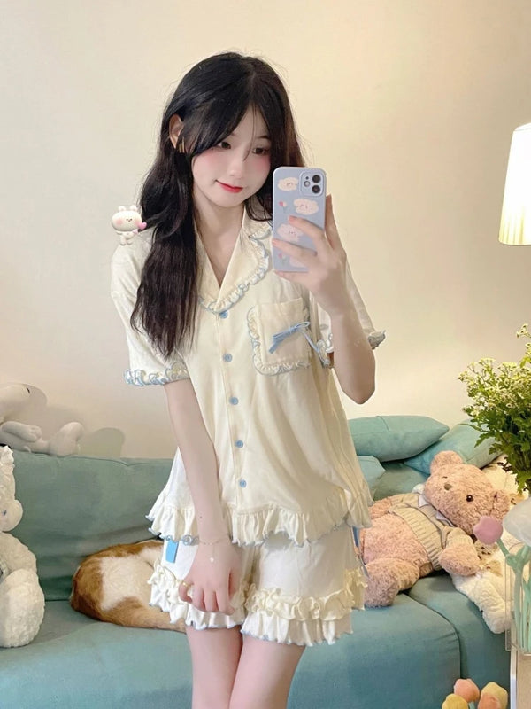 Japanese Solid Sweet Pajama Sets Sleepwear Women - Bliss Berry