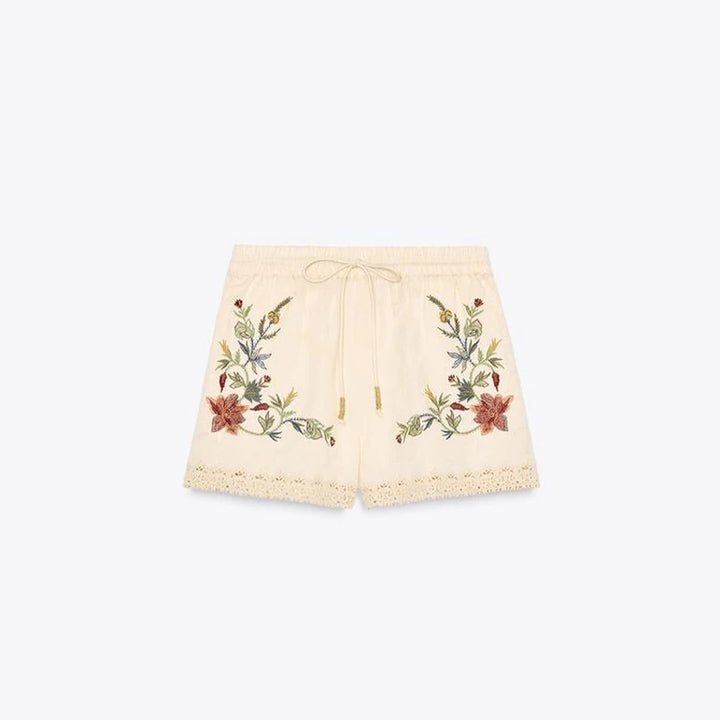 Lace Embroidered Halter Top Shorts Set Vacation - Bliss Berry
